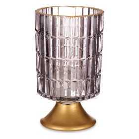 LED-lykta Metall Grå Gyllene Glas (10,7 x 18 x 10,7 cm)