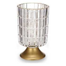 LED-lykta Metall Gyllene Transparent Glas (10,7 x 18 x 10,7 cm)