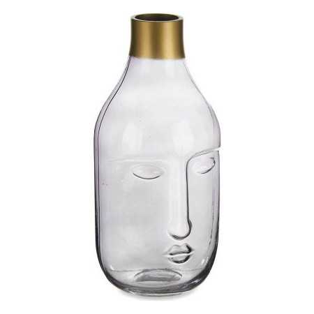 Vase Gesicht Grau Glas (11 x 24,5 x 12 cm)