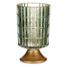 LED-Laterne Metall Gold grün Glas (10,7 x 18 x 10,7 cm)