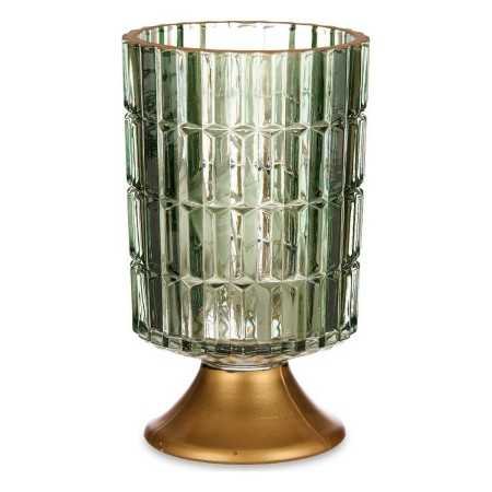 LED-lykta Metall Gyllene Grön Glas (10,7 x 18 x 10,7 cm)