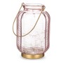 LED-Laterne Streifen Rosa Gold Glas (13,5 x 22 x 13,5 cm)