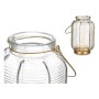 LED Lantern Stripes Golden Transparent Glass (13,5 x 22 x 13,5 cm)