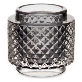 Candleholder 9 x 8,8 x 9 cm Grey Glass