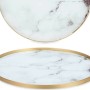 Plateau Marbre Avec des poignées Doré Métal Blanc verre (30 x 4,5 x 30 cm)