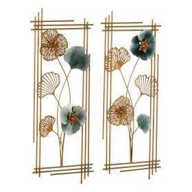 Hanging decoration Flowers 2 Pieces Mural Metal (37 x 3 x 92 cm)