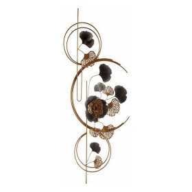 Hanging decoration Flowers Mural Golden Metal Copper (60 x 150 x 7,5 cm)