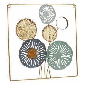 Hanging decoration Flowers Mural Crystal Metal (45 x 45 x 2 cm)
