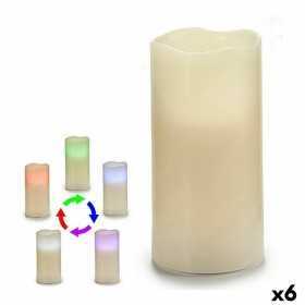LED Kerze Creme Kunststoff Wachs (7,5 x 14,8 x 7,5 cm) (6 Stück)
