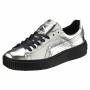 Chaussures de sport pour femme Puma Basket Platform Metallic Gris clair