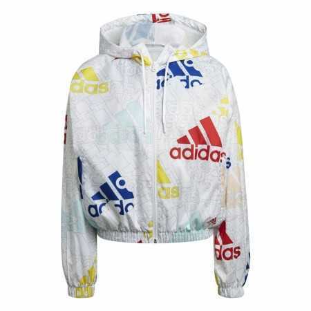 Veste de Sport pour Femme Adidas Essentials Multi-Colored Logo Blanc