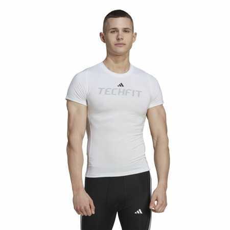 Herren Kurzarm-T-Shirt Adidas techfit Graphic Weiß