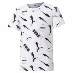 T shirt à manches courtes Enfant Puma AOP Blanc