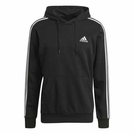 Herren Sweater mit Kapuze Adidas Essentials 3 Stripes Schwarz