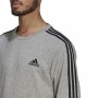 Tröja utan huva Herr Adidas Essentials French Terry 3 Stripes Grå