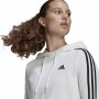 Women’s Hoodie Adidas Essentials Cropped 3 Stripes White