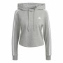 Damen Sweater mit Kapuze Adidas Essentials 3 Stripes Crooped Grau