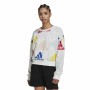 Women’s Sweatshirt without Hood Adidas Essentials Multi-Coloured White