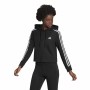 Damen Sweater mit Kapuze Adidas Essentials 3 Stripes Schwarz