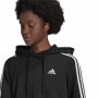 Tröja med huva Dam Adidas Essentials 3 Stripes Svart