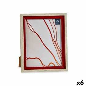 Cadre photo Verre Rouge Bois Marron Plastique (24 x 2 x 29 cm) (6 Unités)