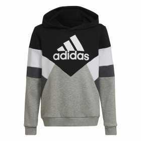 Jungen Sweater mit Kapuze Adidas Colorblock Fleece Schwarz Grau