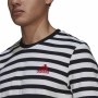 Chemisette Essentials Stripey Adidas Embroidered Logo Noir