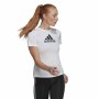 Damen Kurzarm-T-Shirt Adidas Primeblue D2M Logo Sport Weiß