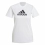 Damen Kurzarm-T-Shirt Adidas Primeblue D2M Logo Sport Weiß