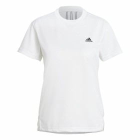 T-shirt med kortärm Dam Adidas Aeroready D2M 3 Stripes Vit