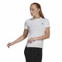 Damen Kurzarm-T-Shirt Adidas Aeroready D2M 3 Stripes Weiß