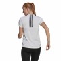 Damen Kurzarm-T-Shirt Adidas Aeroready D2M 3 Stripes Weiß