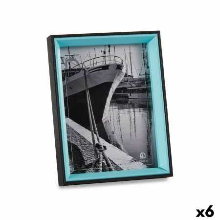 Cadre photo Verre Noir Bleu Bois MDF (3 x 22 x 17 cm) (6 Unités)