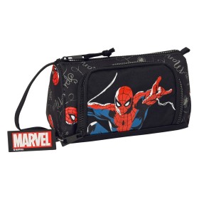 School Case with Accessories Spiderman Hero Black 20 x 11 x 8.5 cm (32 Pieces)