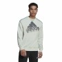Unisex Sweatshirt without Hood Adidas Essentials Brand Love Turquoise