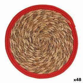 Bordsunderlägg Naturell Röd Naturliga fibrer (30 x 1 x 30 cm) (48 antal)