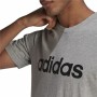 Men’s Short Sleeve T-Shirt Adidas Embroidered Linear Logo Grey Men