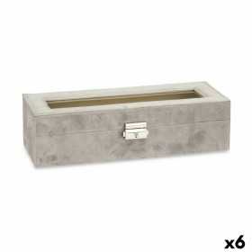 Box for watches Grey Metal (30,5 x 8,5 x 11,5 cm) (6 Units)