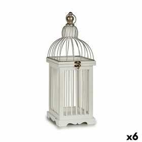 Decorative cage Metal Wood White (16,5 x 46 x 16,5 cm) (6 Units)