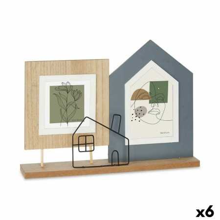 Fotorahmen 2 fotos Haus Schwarz Braun Holz MDF (36 x 26 x 6 cm) (6 Stück)