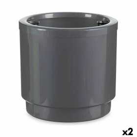Pot auto-arrosant Argenté polypropylène (2 Unités) (38 x 37,5 x 38 cm)