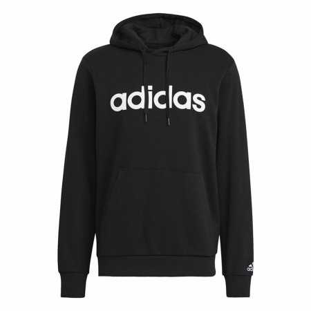 Herren Sweater mit Kapuze Adidas French Terry Linear Logo Schwarz