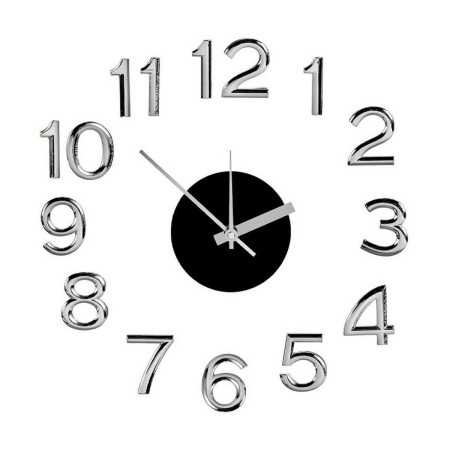 Horloge Murale Argenté Blanc Autocollant ABS Feuille de Mousse (Ø 35 cm) (6 Unités)