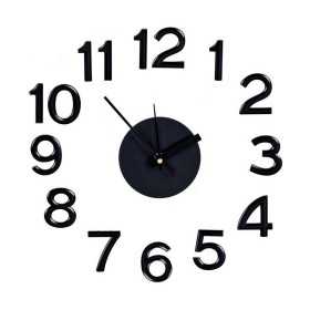 Horloge Murale Autocollant Noir ABS Feuille de Mousse (Ø 35 cm) (6 Unités)