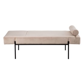 Chaise Longue Sofa 140 x 59 x 42 cm Beige Metal Wood