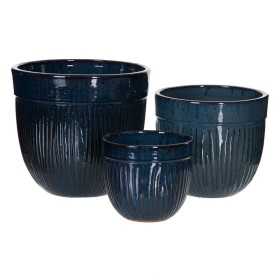 Set de pots de fleurs 38 x 38 x 35 cm Céramique Bleu (3 Pièces)