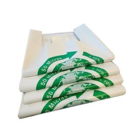 Einkaufstasche Weiß Biologisch abbaubar 50 x 60 cm (100 Stück)