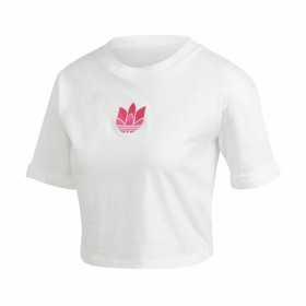 Damen Kurzarm-T-Shirt Adidas Adicolor 3D Trefoil Weiß