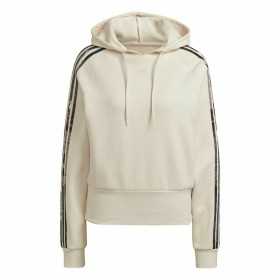 Damen Sweater mit Kapuze Adidas AllOver Print Beige