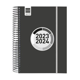 Diary Finocam Espir Label 2023-2024 School 15,5 x 21,2 cm Black